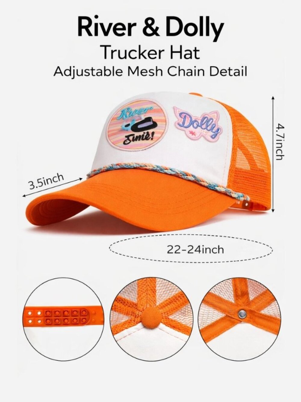 River Girl Trucker Hat  BAM Studio Custom Patch Design for Women | Texas | Dolly - Picture 3 of 8